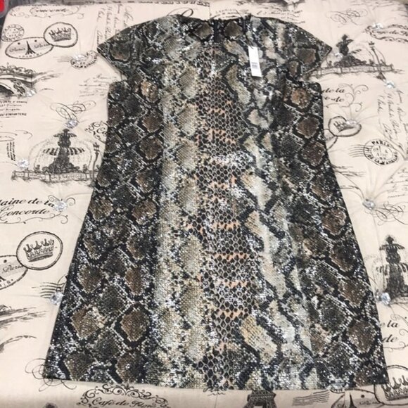 Elie Tahari Elissa Sequin Python-Print Dress - Picture 4 of 10